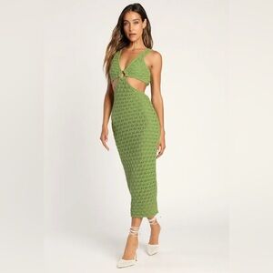 Lulu’s Green Knit Cutout Sleeveless Midi Dress - NWT